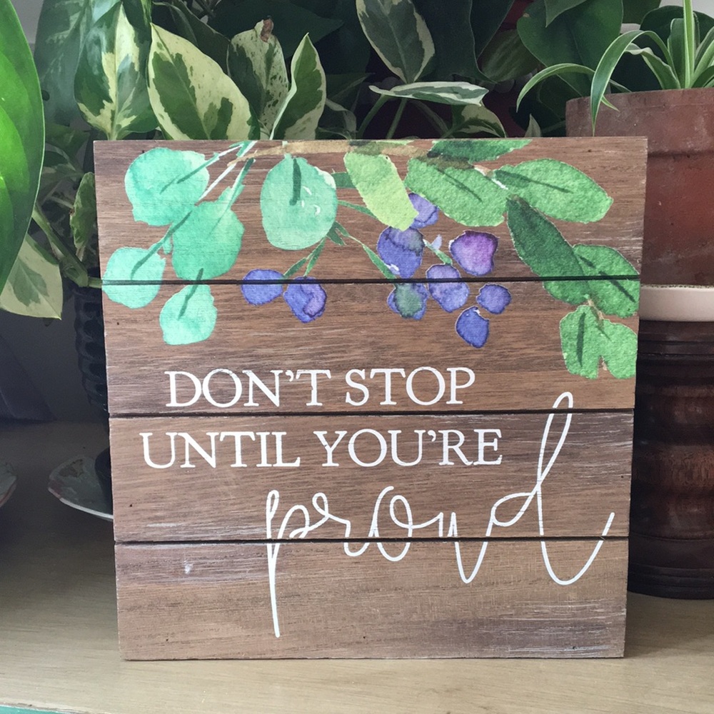 Small Wood Spring Sign Don’t Stop Until You’re Proud